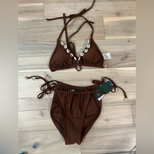 Brown Bikini with Shell Accents